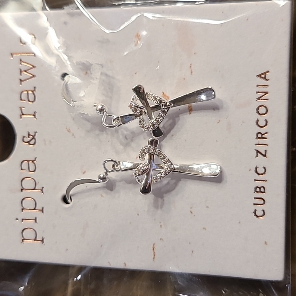 Pippa & Rawls Silver Heart Cross Earrings